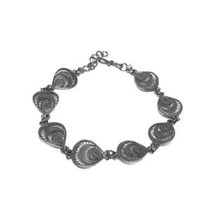 Drop Model Handmade Oxidized Filigree Silver Bracelet (NG201017233)