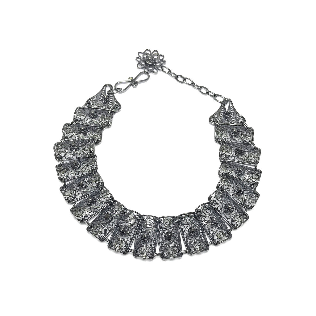 Cappadocia Model Handmade Oxidized Filigree Silver Bracelet (NG201017245)