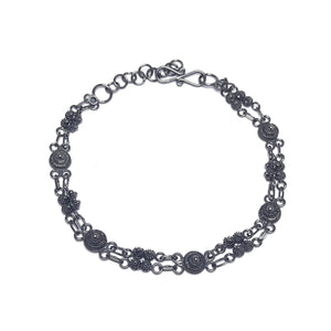 Coriander Model Handmade Oxidized Filigree Silver Bracelet (NG201017252)