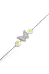 Butterfly and Daisy Model Sterling Silver Bracelet (NG201017460)