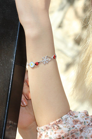 Snowflake, Daisy and Ladybug Model Silver Bracelet (NG201017463)