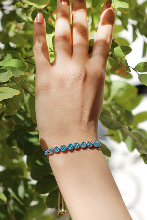 Rose Plated Sterling Silver Bracelet With Turquoise (NG201017476)