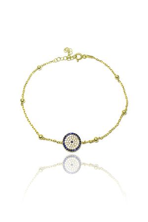 Evil Eye Model Gold Plated Silver Bracelet With Zircon (NG201017820)