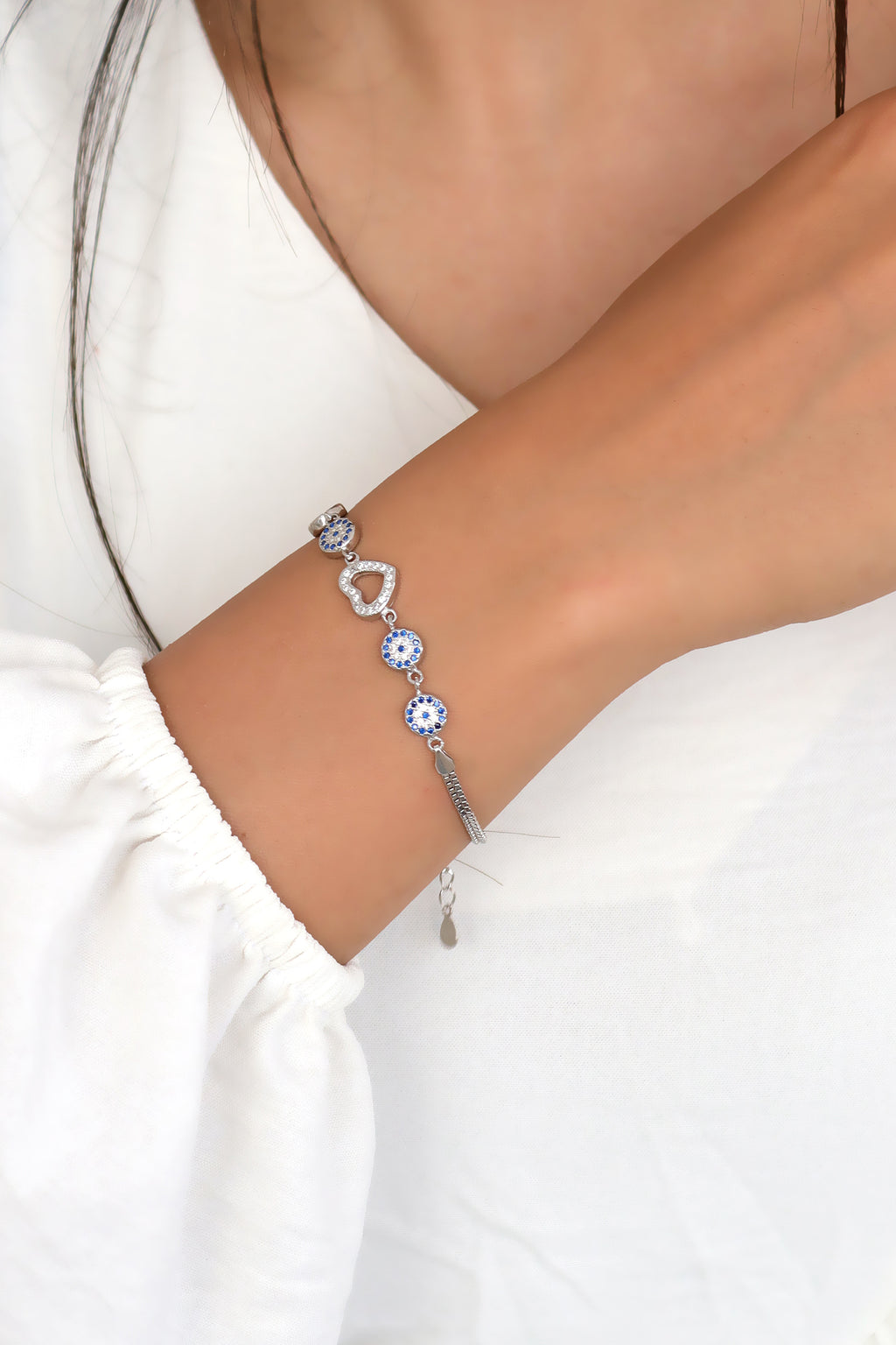 Heart Model Sterling Silver Bracelet With Zircon (NG201019262)