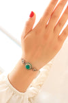 Round Model Authentic Silver Bracelet With Emerald and Zircon (NG201020782)