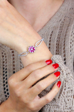 Floral Model Handmade Silver Bracelet With Ruby (NG201021209)