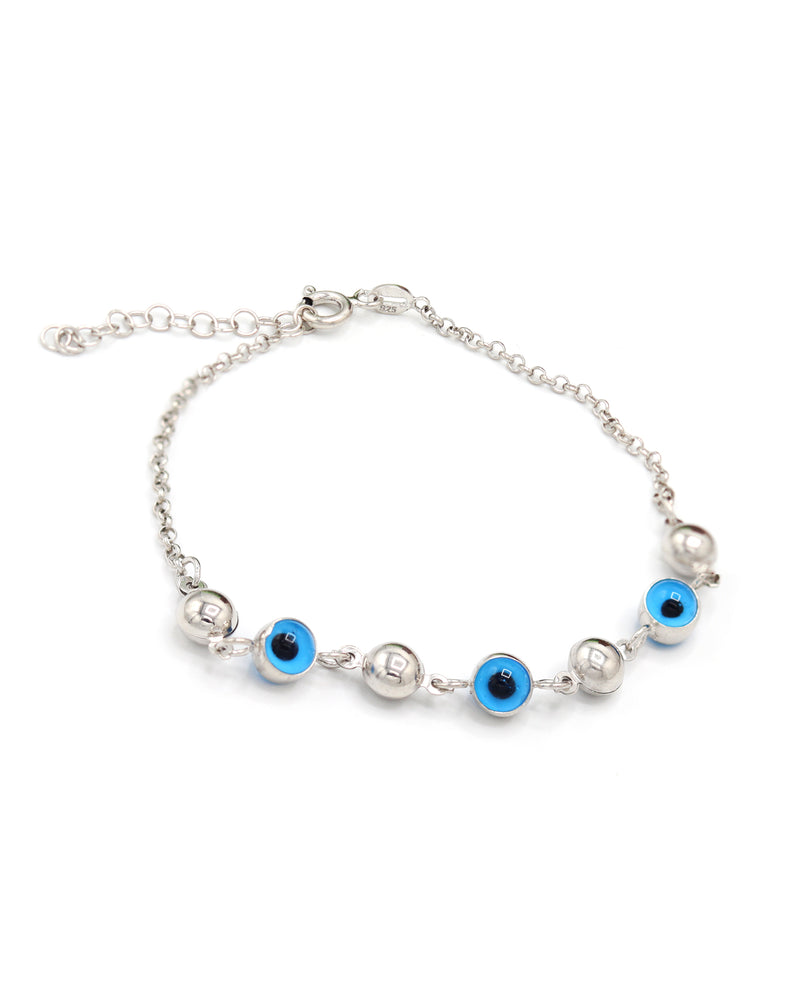 Rolo Chain Model Handmade Silver Bracelet With Evil Eye (NG201021533)