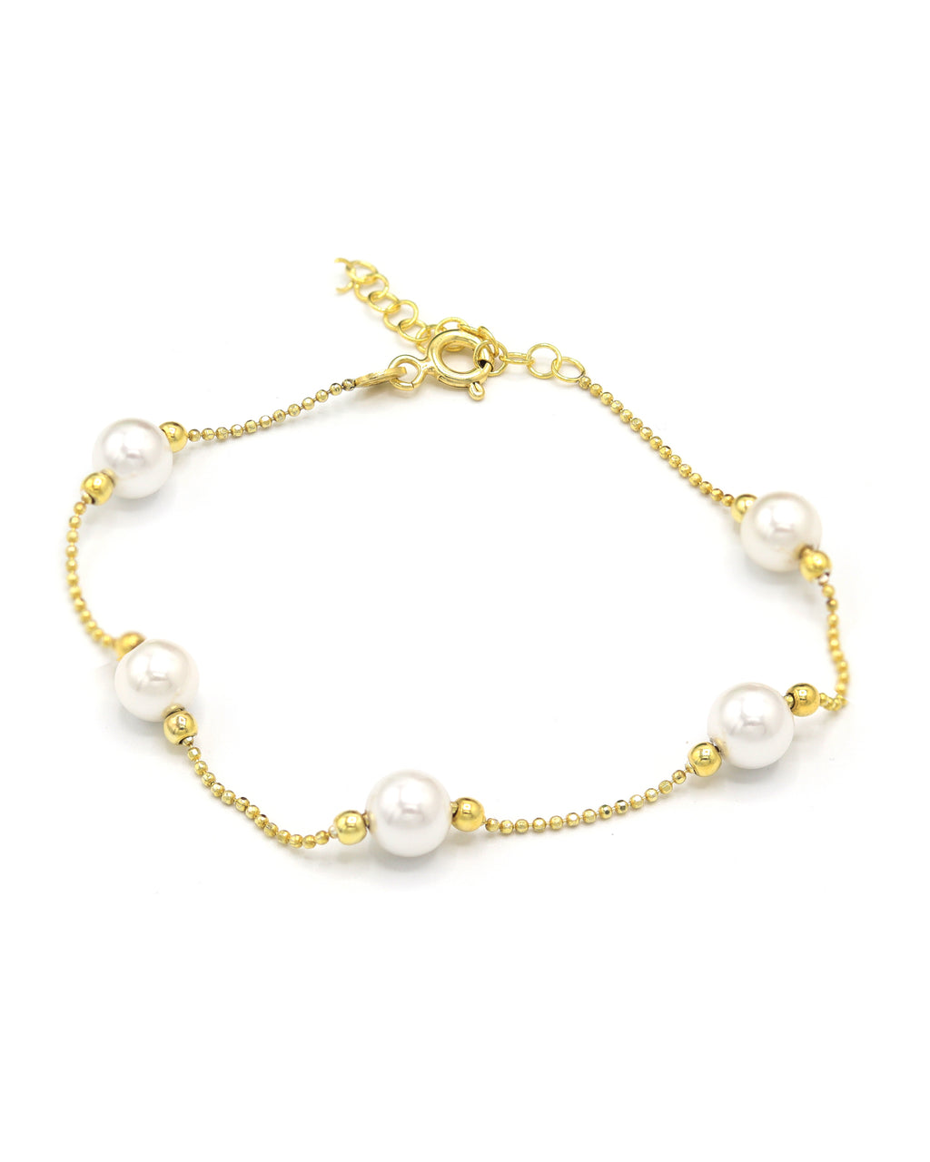 Ball Chain Model Handmade Silver Bracelet With Pearl (NG201021536)