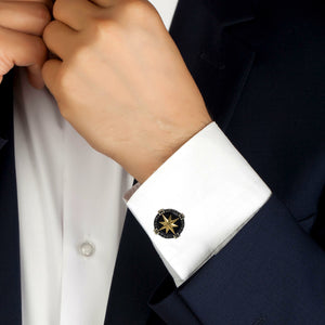 Handmade Compass Model Filigree Sterling Silver Cuff Links (NG201017633)