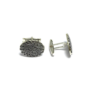 Handmade Creeper Model Filigree Silver Cuff Links (NG201014839)