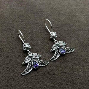 Floral Model Filigree Earrings With Amethyst (NG201011276)