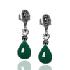 Drop Model Silver Earrings With Emerald and Marcasite (NG201012426)