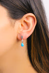 Drop Model Silver Earrings With Turquoise and Marcasite (NG201012427)