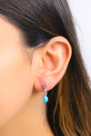 Drop Model Silver Earrings With Turquoise and Marcasite (NG201012432)
