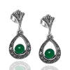 Ball Model Silver Earrings With Emerald and Marcasite (NG201012441)