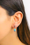 Drop Model Silver Earrings With Turquoise and Marcasite (NG201012452)