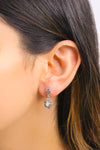 Floral Model Silver Earrings With Mother of Pearl and Marcasite (NG201012462)