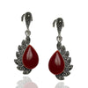 Drop Model Silver Earrings With Agate and Marcasite (NG201012485)