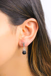 Ball Model Silver Earrings With Onyx and Marcasite (NG201012490)