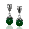 Ball Model Silver Earrings With Emerald and Marcasite (NG201012493)