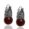 Ball Model Silver Earrings With Agate and Marcasite (NG201012495)