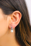 Ball Model Silver Earrings With Mother of Pearl and Marcasite (NG201012496)