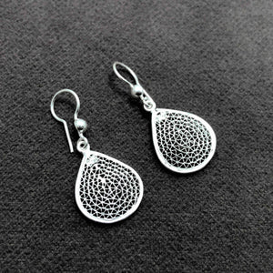 Drop Model Filigree Handmade Silver Earrings (NG201013380)