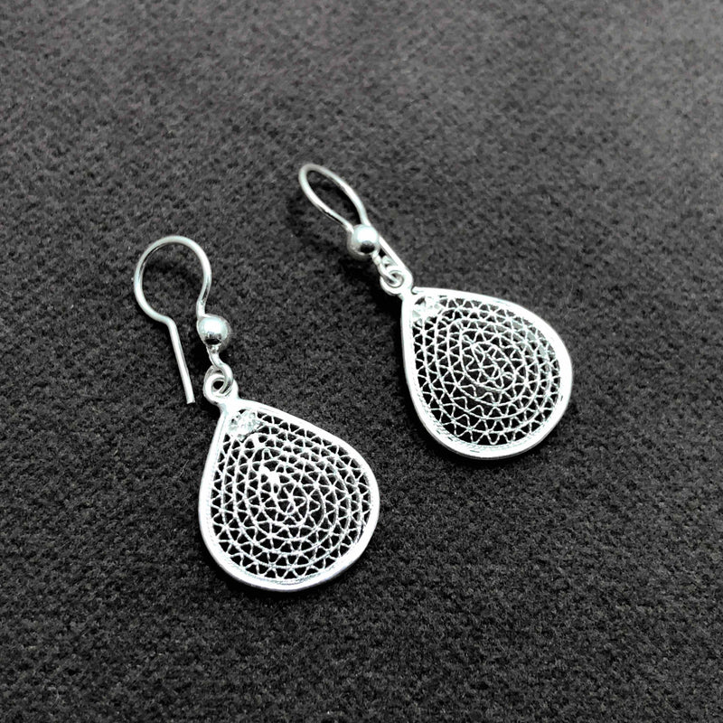 Drop Model Filigree Handmade Silver Earrings (NG201013380)