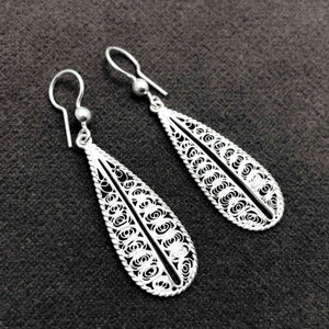 Drop Model Filigree Handmade Silver Earrings (NG201013390)
