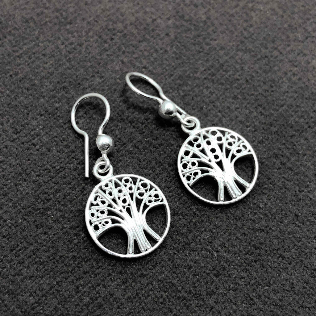 Life Tree Model Filigree Handmade Silver Earrings (NG201013392)