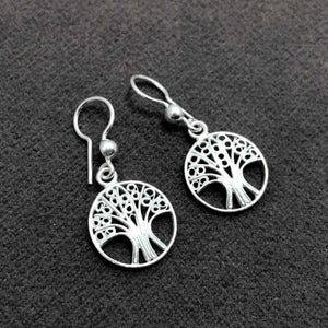 Life Tree Model Filigree Handmade Silver Earrings (NG201013392)