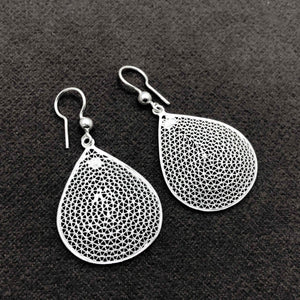 Drop Model Filigree Handmade Silver Earrings (NG201013395)