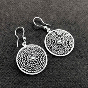 Round Model Filigree Handmade Silver Earrings (NG201013396)