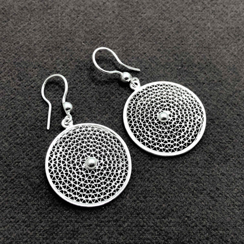 Round Model Filigree Handmade Silver Earrings (NG201013396)