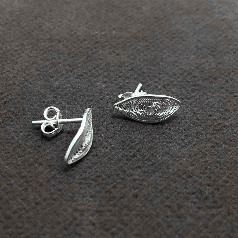 Oval Model Filigree Handmade Silver Earrings (NG201013566)
