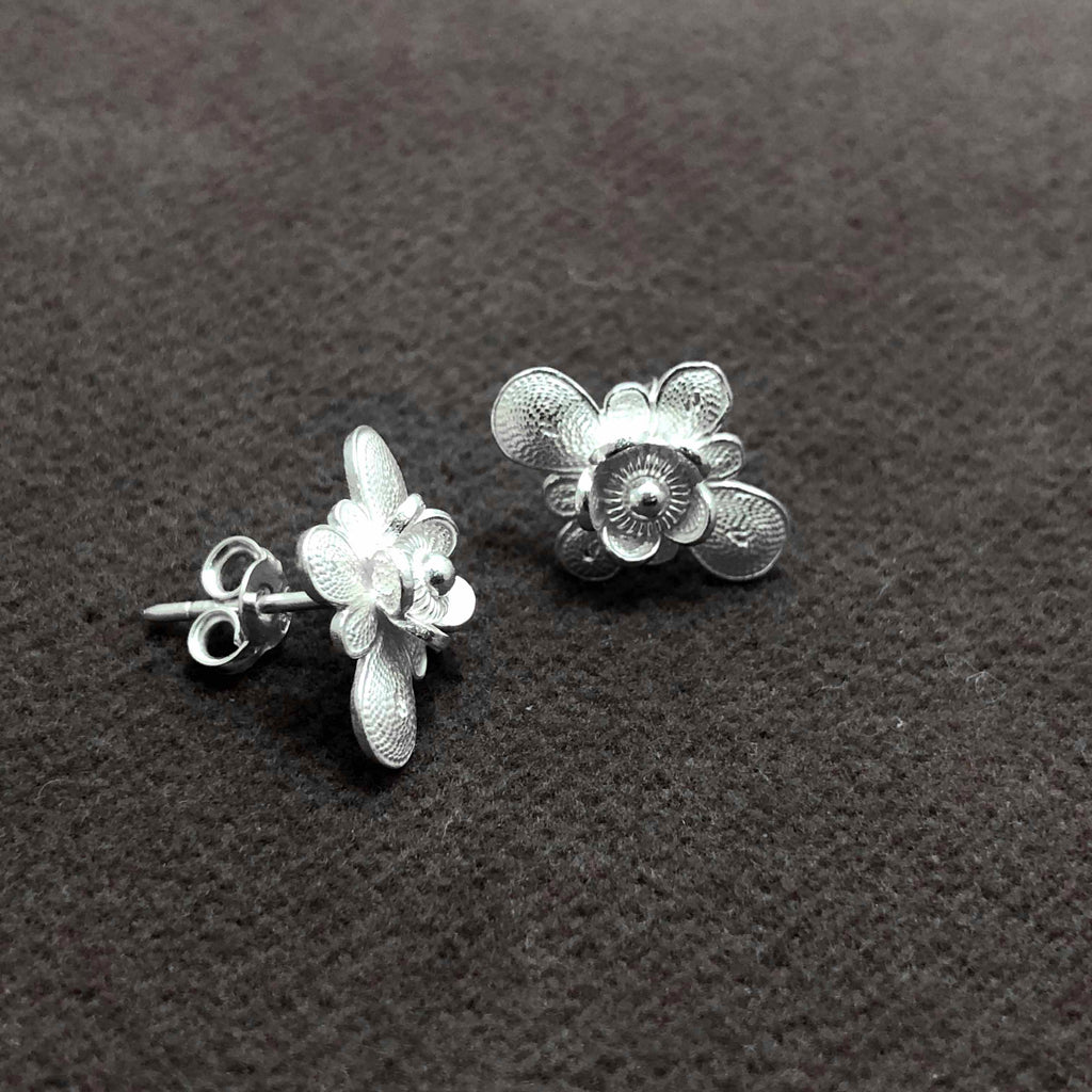 Floral Model Filigree Handmade Silver Earrings (NG201013570)