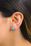 Round Model Silver Earrings With Turquoise and Marcasite (NG201014105)