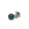 Round Model Silver Earrings With Turquoise and Marcasite (NG201014105)