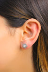 Floral Model Silver Earrings With Mother of Pearl and Marcasite (NG201014189)