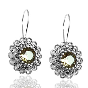 Floral Model Handmade Filigree Silver Earrings With Zultanite (NG201014836)