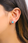 Round Model Silver Earrings With Turquoise (NG201015096)