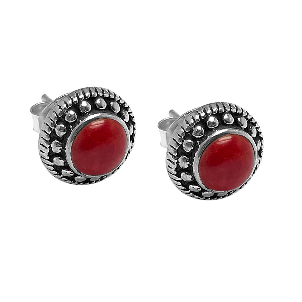 Round Model Silver Earrings With Agate (NG201015097)