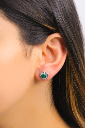 Round Model Silver Earrings With Agate (NG201015099)