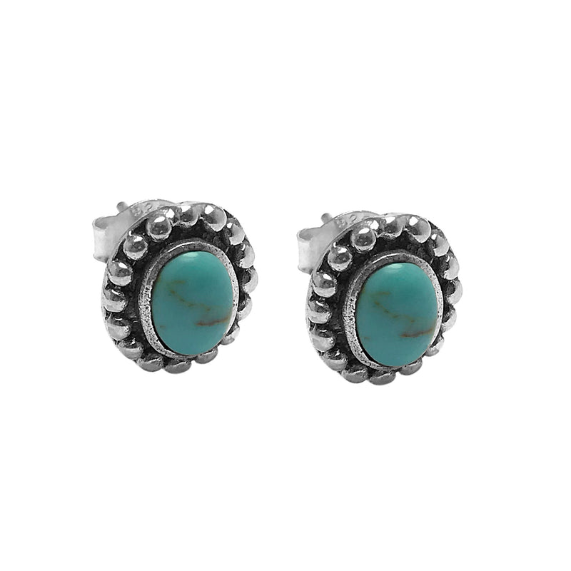 Oval Model Silver Earrings With Aquamarine (NG201015100)