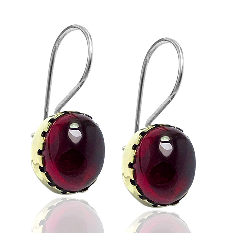 Oval Model Silver Earrings With Garnet (NG201015117)
