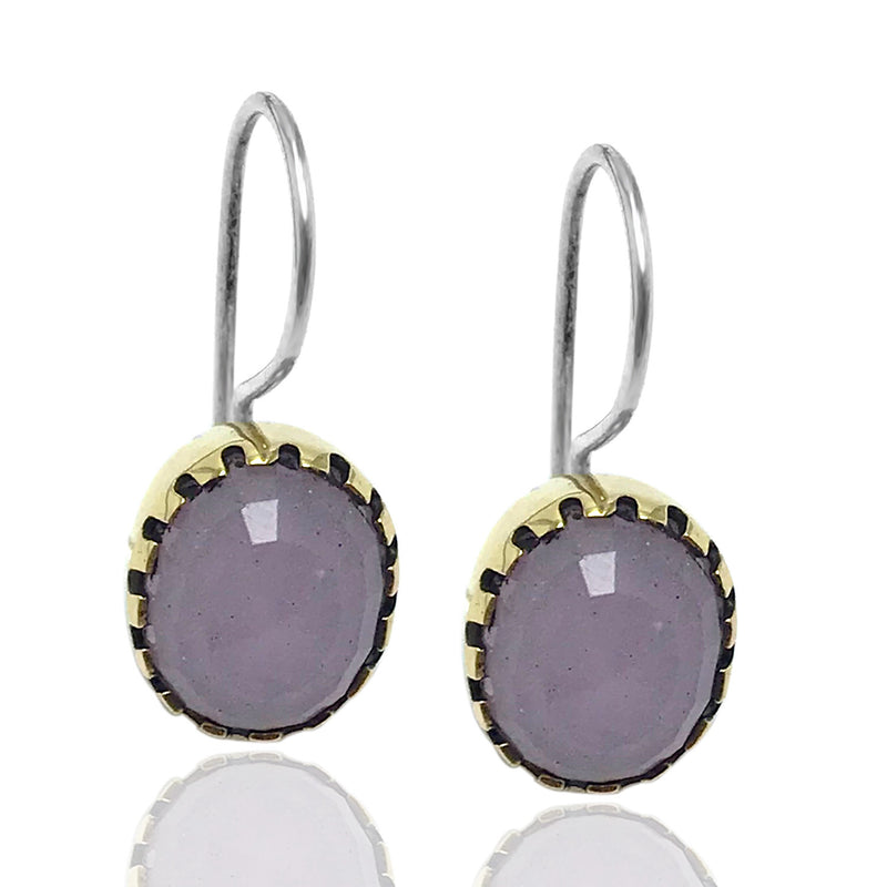 Oval Model Silver Earrings With Quartz (NG201015118)