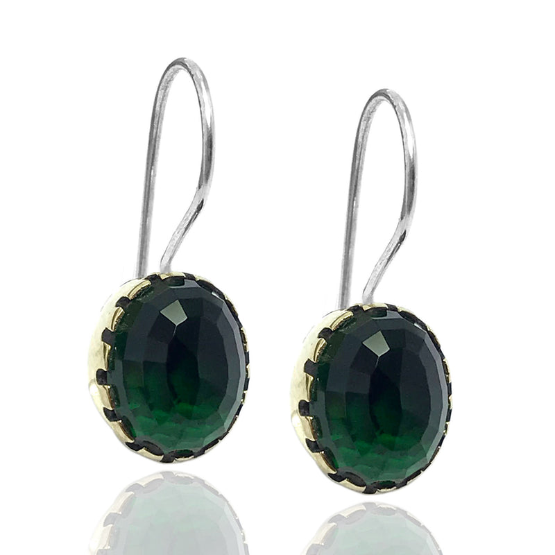 Oval Model Silver Earrings With Emerald (NG201015120)