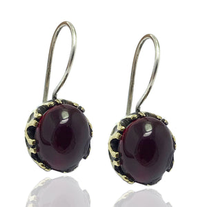Round Model Silver Earrings With Garnet (NG201015121)