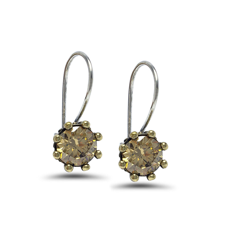 Round Model Silver Earrings With Citrine (NG201015705)
