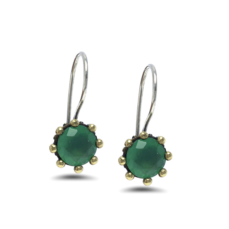 Round Model Silver Earrings With Emerald (NG201015706)